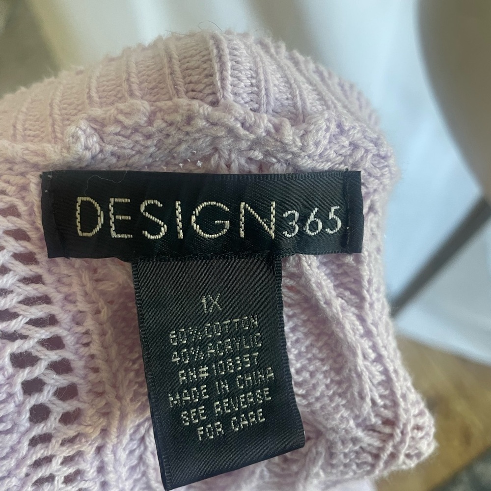 Lavender Cable Knit Sweater with Ruffle Detail size 1X Design365 - Picture 7 of 7